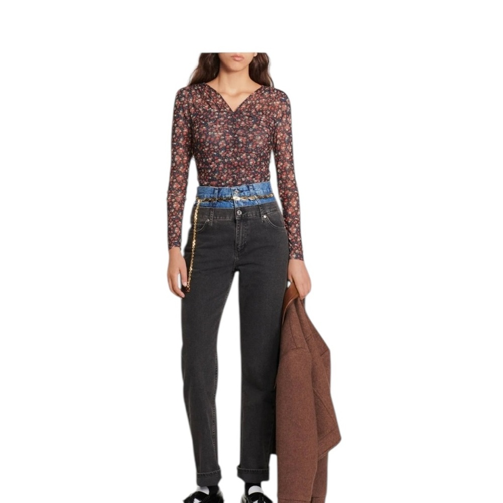 Sandro Bethanie Floral Sheer Long Sleeve Top - Picture 3 of 10